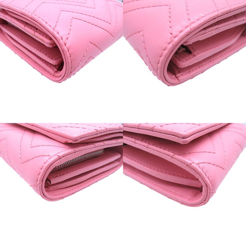 Gucci Compact Wallet GG Marmont Bifold Leather Pink 0052 — view 4