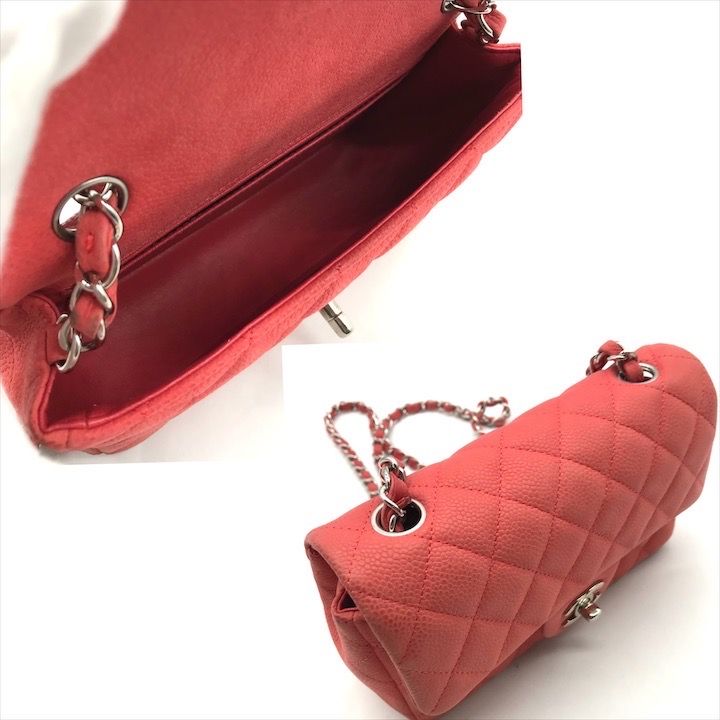 Chanel CC Logo Turnlock Soft Caviar Mini Quilted Chain Shoulder Bag Pink — view 8
