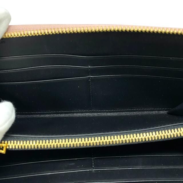 Loewe Linen Zip Wallet Long Round Zipper Anagram Leather Pink Beige — view 6