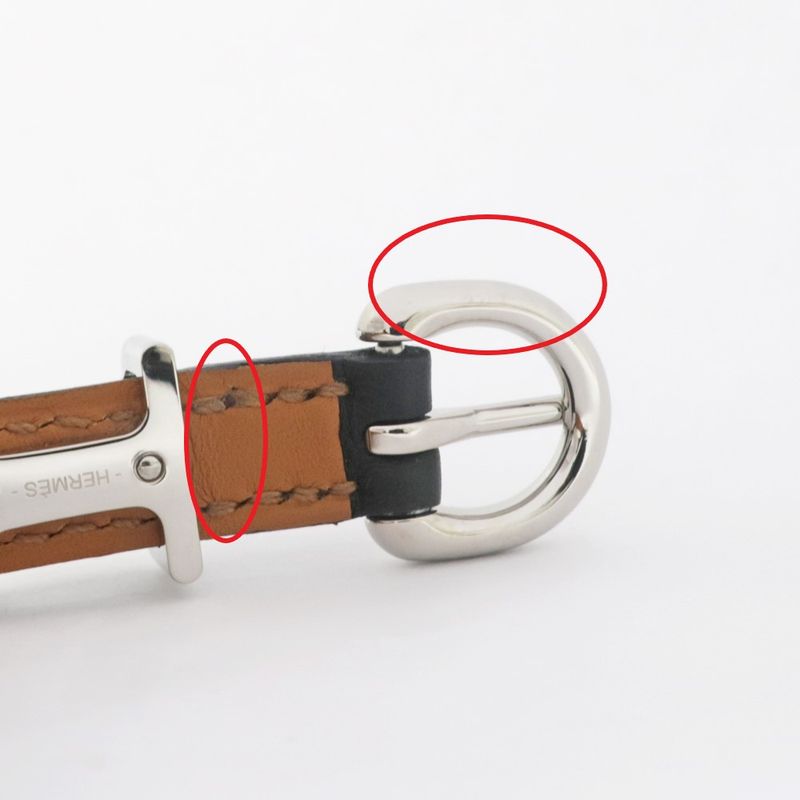 Hermes Leather Bracelet Trench Black Silver Hardware Size T5 — view 9
