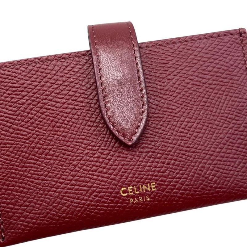 Celine Card Case Accordion Holder 10 B693 bfp Calfskin Logo Light Burgundy — view 8