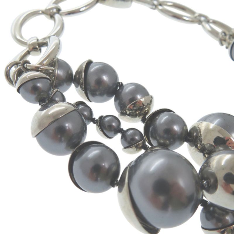 Dior Faux Pearl Necklace Silver Choker 0989 — view 5