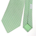Hermes 5598 ma Silk 100% Airplane Plane Plate All Over Pattern Wide Tie Green — view 3