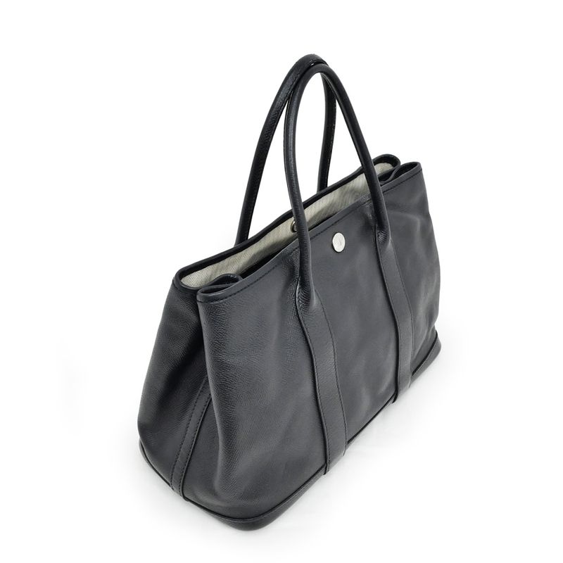 Hermes Garden Party T PM 30 Black Epson Leather Hand Tote Bag — view 3