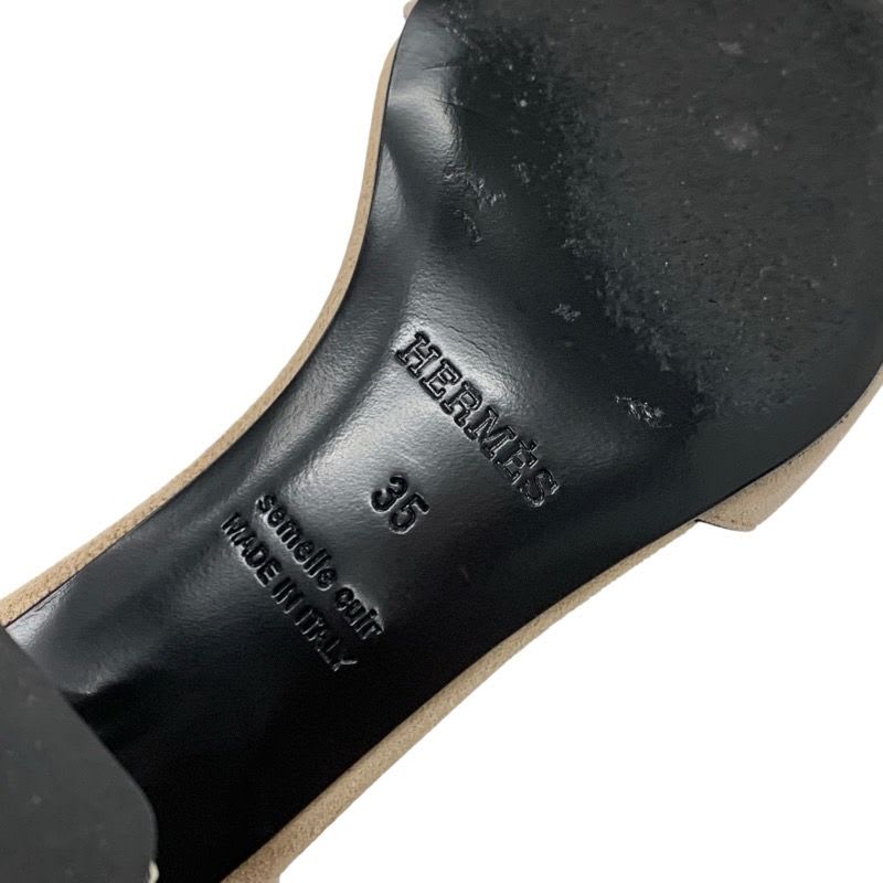 Hermes Gram 60 Sandals Shoes Suede Beige Silver Chaine D'ancre Metal Heel Strap — view 8