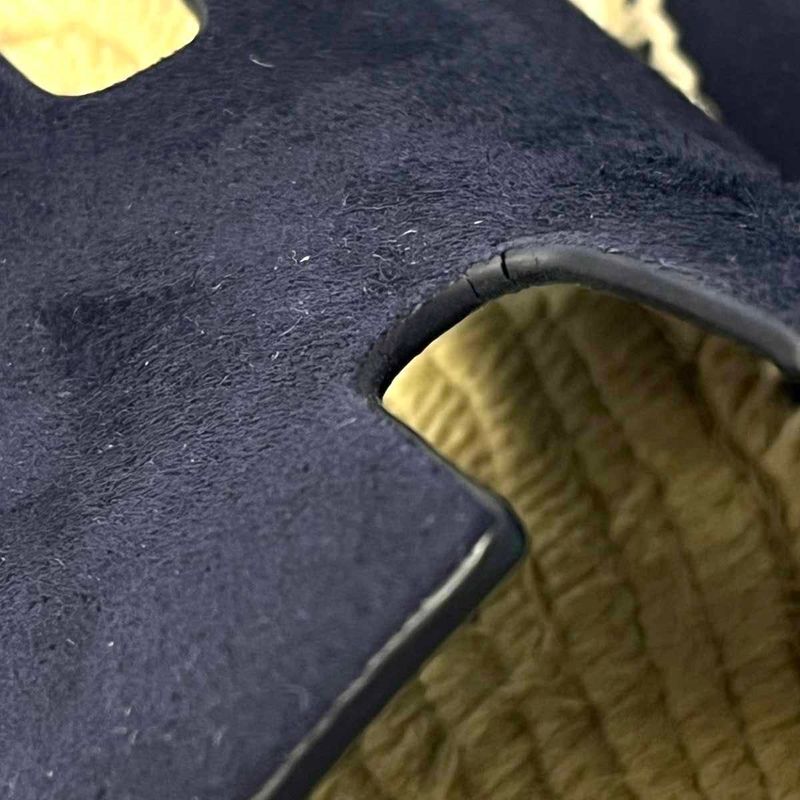 Hermes Antigua Sandals Espadrille Calf Sole Navy 40 — view 8