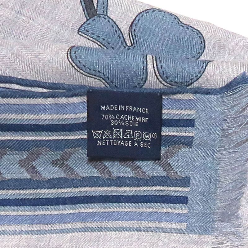 Hermes Shawl Rectangle 70% Cashmere 30% Silk Blue Cashcil Accessories — view 8
