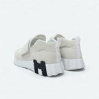 Hermes H Sneakers Shoes Suede Fabric White Velcro — view 4
