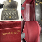 Chanel Quilted Diana Flap Lambskin Chain Shoulder Bag Black — view 8