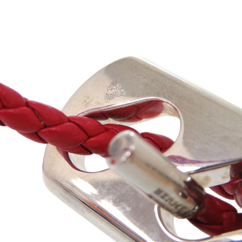 Hermes Leather 925 Silver Red Bracelet 0093 — view 8