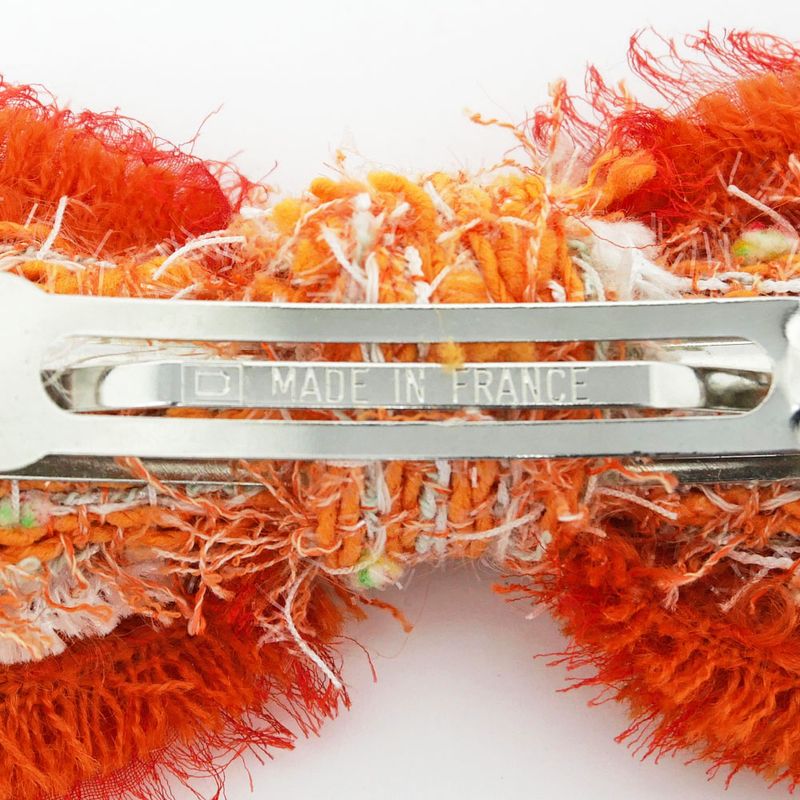 Chanel Barrette Tweed Orange Hair Ornament Clip Accessories — view 9