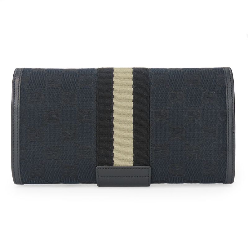 Gucci Long Wallet 035.0416.2180 Webline GG Canvas Black Fold Classic Women Men — view 2
