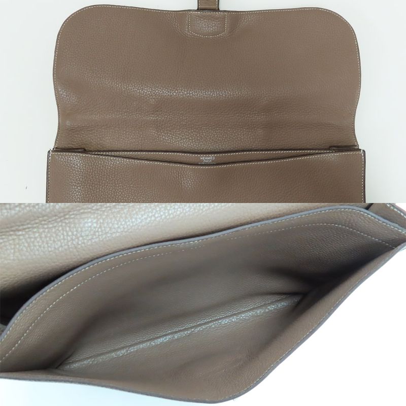 Hermes Sac A Depeches 38 Etoupe Taurillon Clemence F Stamp — view 7