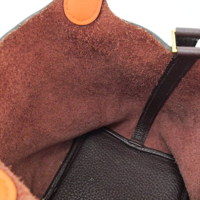 Hermes Picotin Lock PM 18 Eclat Handbag Purun Orange Poppy Taurillon — view 9