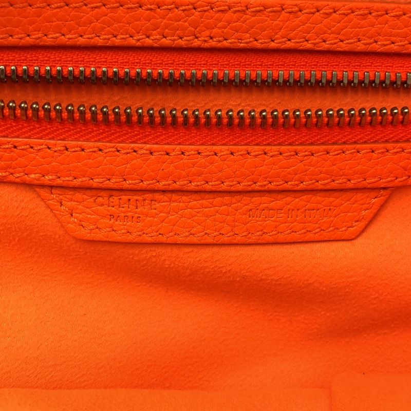 Celine Phoebe Period Luggage Mini Shopper Leather Tote Bag Orange — view 4