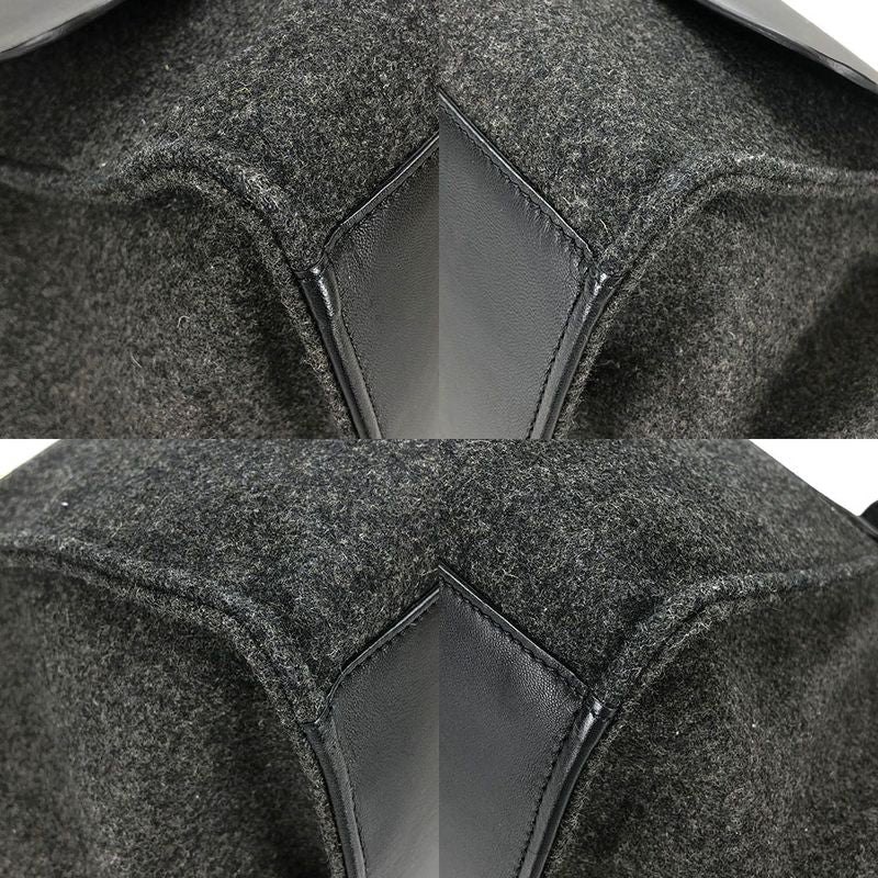 Celine Handbag Trapeze Leather Wool Black Gray — view 3