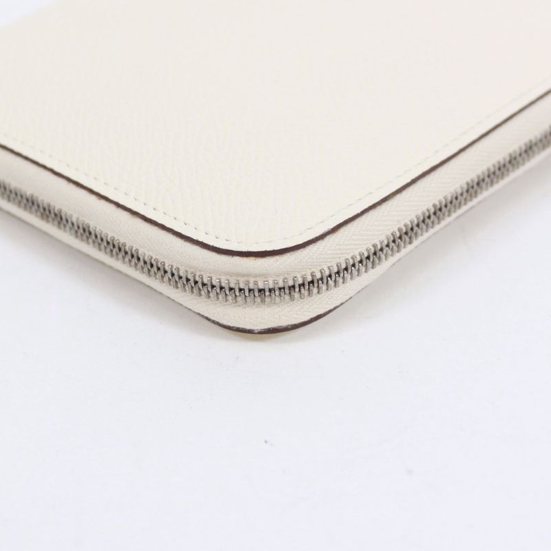 Hermes Azap Long Classic Machete Vaux Epson Off White Wallet Silver — view 5