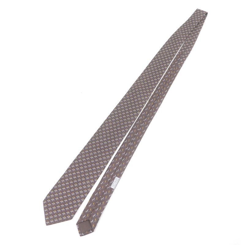 Hermes 100% Silk Jockey & toy Horse All Over Regular Tie Brown — view 3