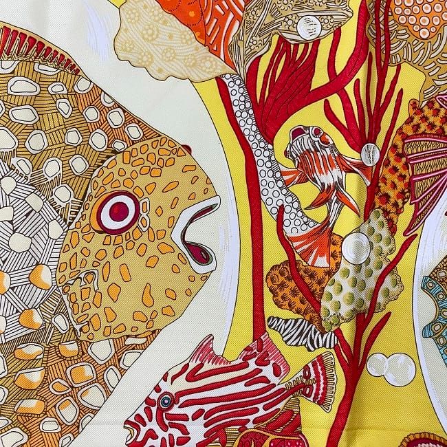 Hermes Scarf Carre 90 Yellow Orange Grands Fonds — view 6