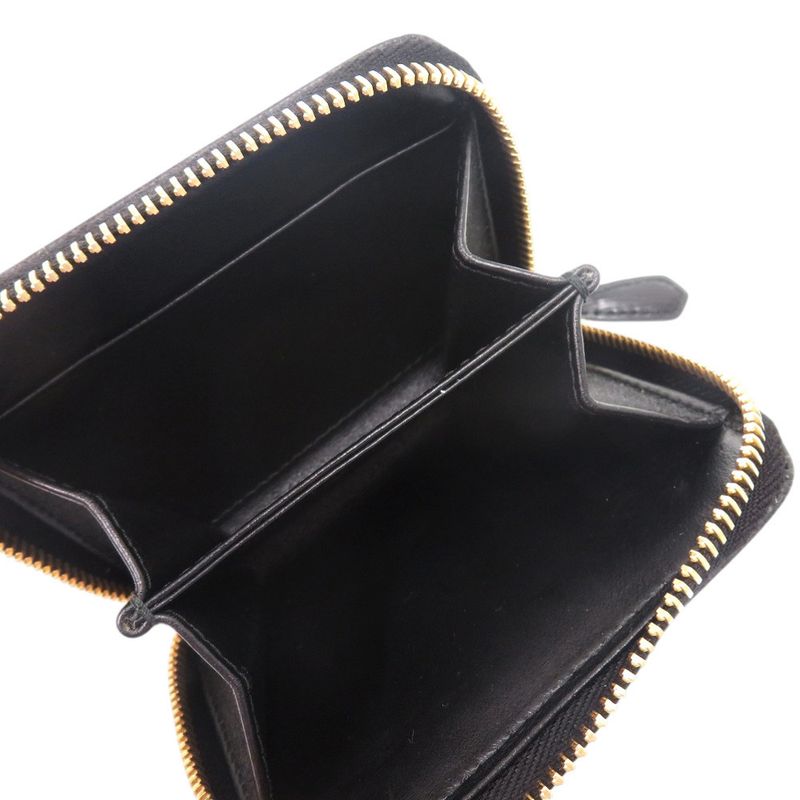Prada Round Zipper 1 mm 268 Leather Gold Hardware Black Coin Case Wallet — view 5