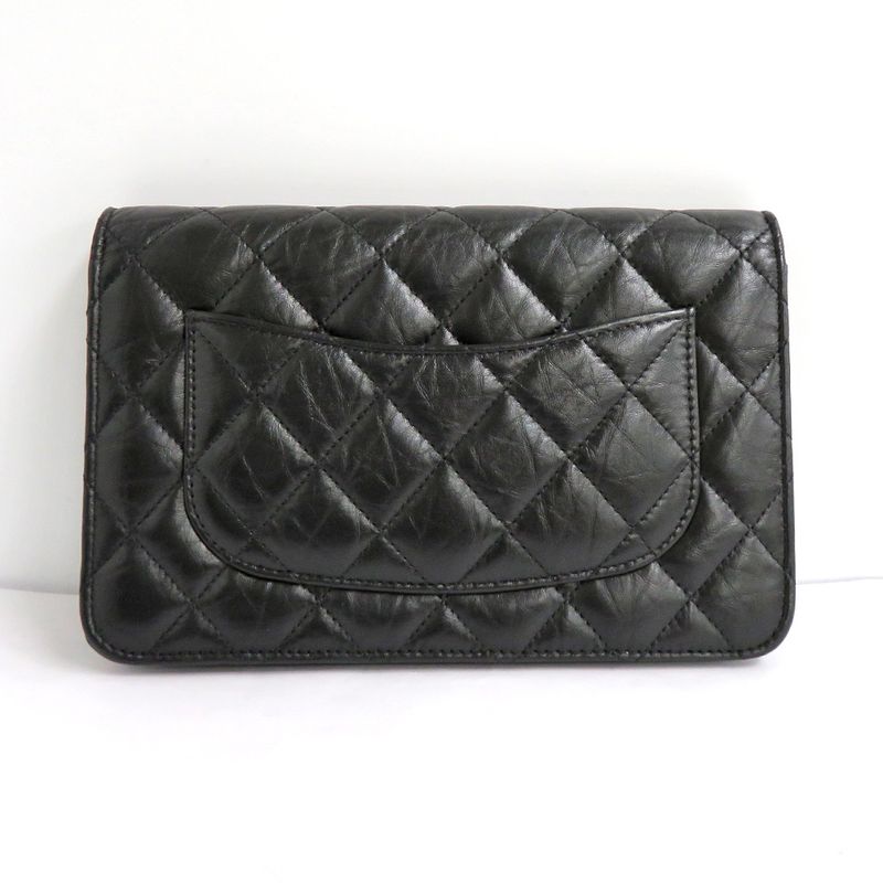 Chanel Quilted 2.55 Chain Wallet Aged Calfskin Antique Gold Hardware — view 2