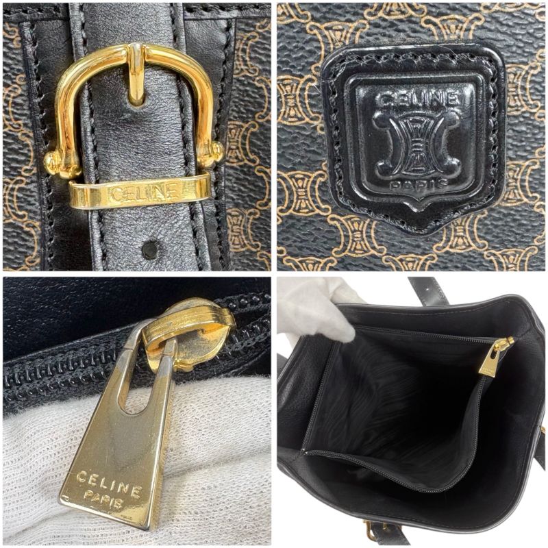 Celine Mini Tote Bag Black Macadam Leather Bucket Shape — view 8