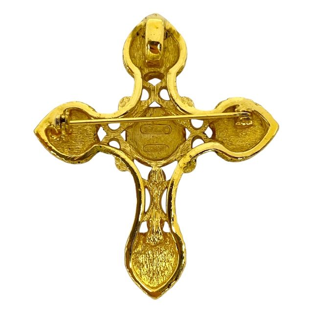 Dior Necklace Brooch 2-Way Top Pendant Faux Pearl Gold Logo — view 3