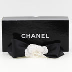 Chanel Camellia Ribbon Satin and Textile Black White Barrette — view 8