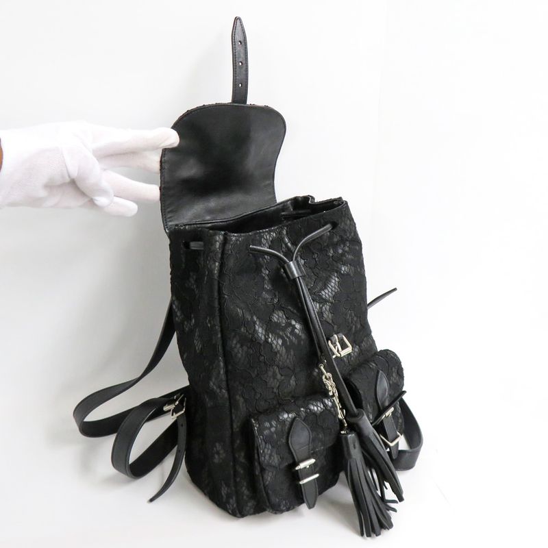 Saint Laurent Rucksack Festival Backpack Lace Black Fringe — view 6
