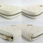 Chanel Long Zip Wallet Ap3337 Quilted Caviar Leather White Gdhardware — view 9