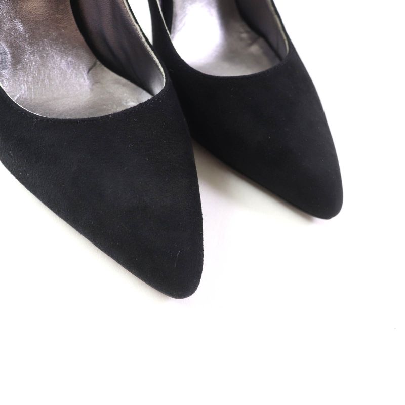 Hermes Vecteur Feather Motif Suede Leather Pumps Black 35 Storage With Bag — view 8