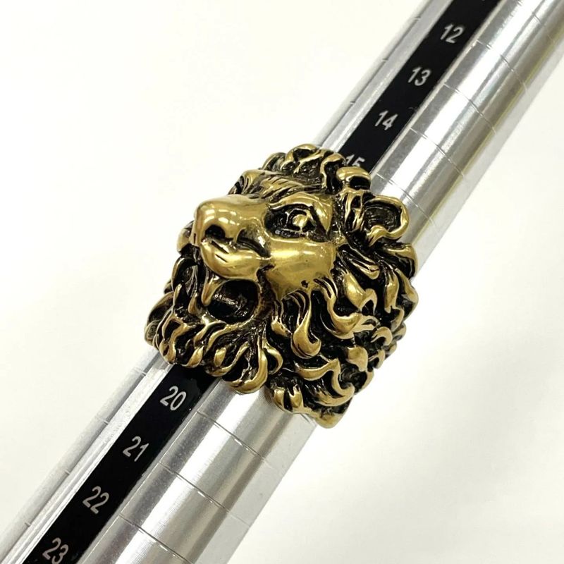 Gucci Michele Period Lion Head GP Ring 19 — view 8