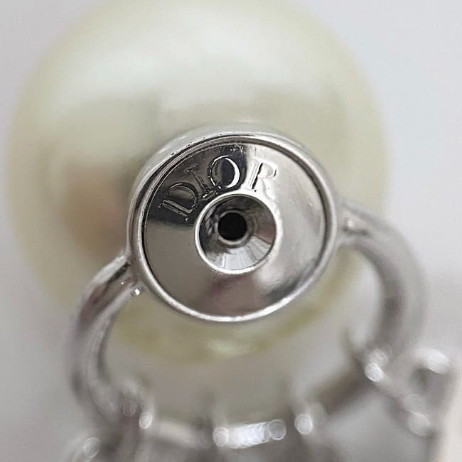 Christian Dior Earrings Logo Silver Pearl White — view 9
