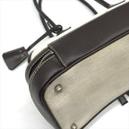 Prada Canvas Leather Mini Hand Bag Clasp Brown — view 6