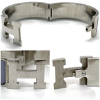 Hermes Bangle Click Clack Silver Light Blue Metal — view 5
