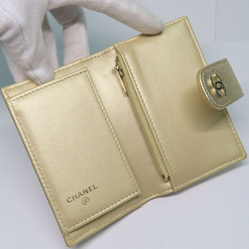 Chanel Classic Small Wallet Ap1991 Quilted Card Bifold Gold Mini — view 5