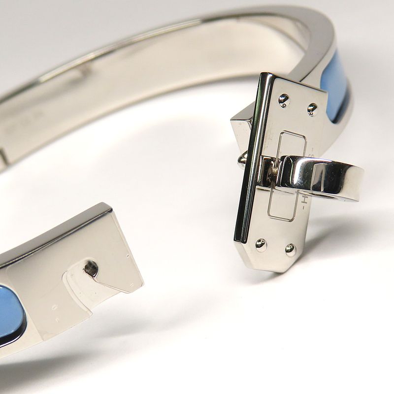Hermes Mini Click Kelly Enamel Bracelet Chardon Palladium — view 8