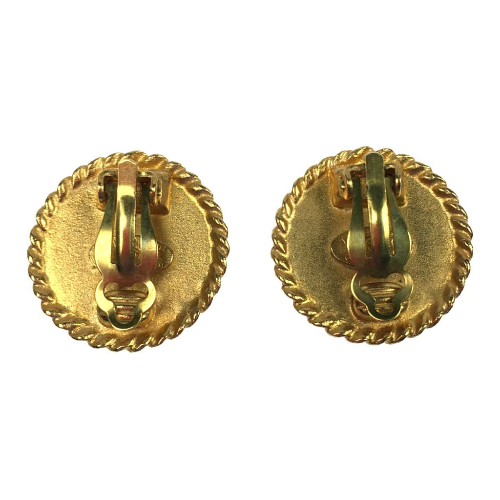 Chanel Vintage Coco Mark Earrings Black — view 3