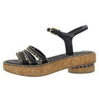 Chanel Leather Coco Mark Chain Strap Sandals 35 C — view 3