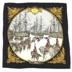 Hermes Carre 90 Marine Et Cavalerie Sea and Cavalry Large Scarf Black Multi All-over Print Silk — view 9