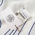 Hermes Carre 90 Brides De Gala Tattoo Cotton Silk Polyester White Navy — view 4