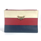 Gucci Clutch Bag Bee Striped Pearl Rhinestone Leather Red — view 2