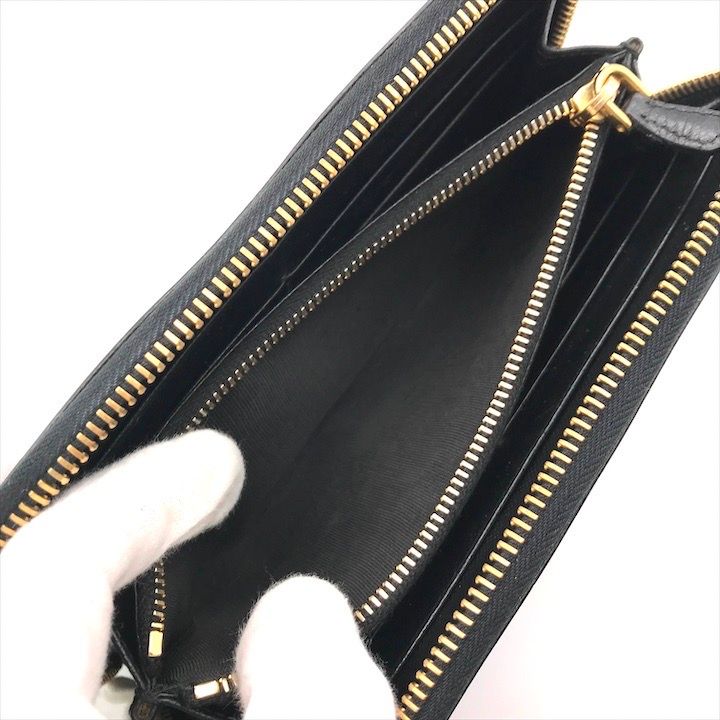 Prada Big Logo Saffiano Zip Around Wallet Black — view 8