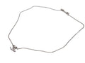 Chanel CC Logo Double Sided Rhinestone Necklace 10 44 Silver Metal