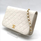 Chanel Quilted Lambskin CC Logo Push Lock Chain Shoulder Bag White — view 2
