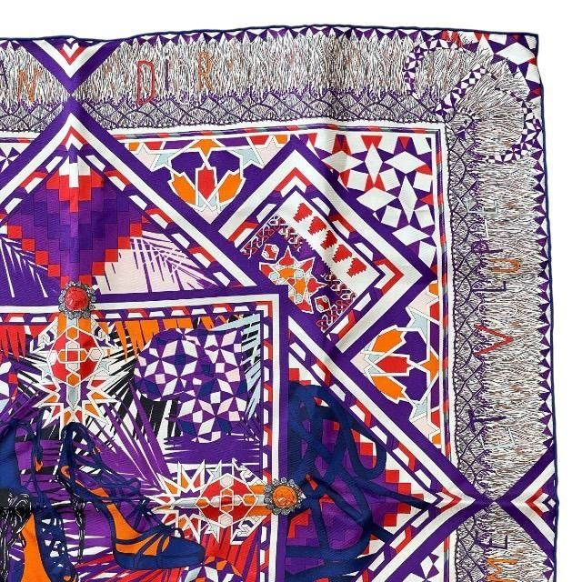 Christian Dior Stole Shawl Scarf Accessories Small Silk Pattern Purple Multicolo — view 2