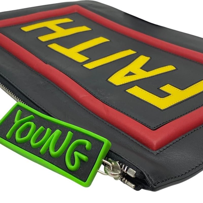 Fendi 7 N0078 Faith Clutch Bag Second Pochette Logo Leather Rubber — view 3