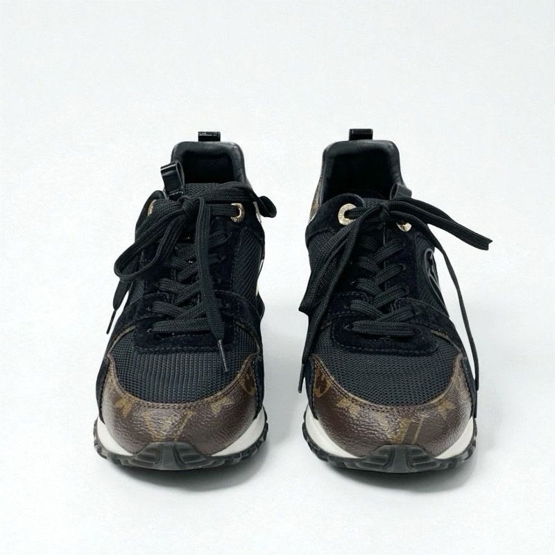 Louis Vuitton Run Away Line Monogram Sneakers Shoes Leather Fabric Suede Black — view 2