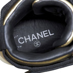 Chanel 2020 Coco Mark Gold Leather High Cut Sneakers Shoes — view 9