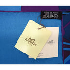 Hermes Carre 70 Caleche Elastique Vintage Silk Blue Canard Rouge — view 7